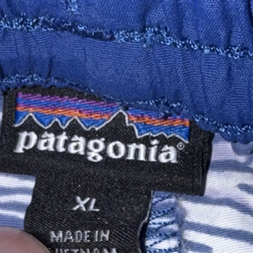 Patagonia Costa Rica Baggies Shorts Kids Size XL Blue Stripes 3